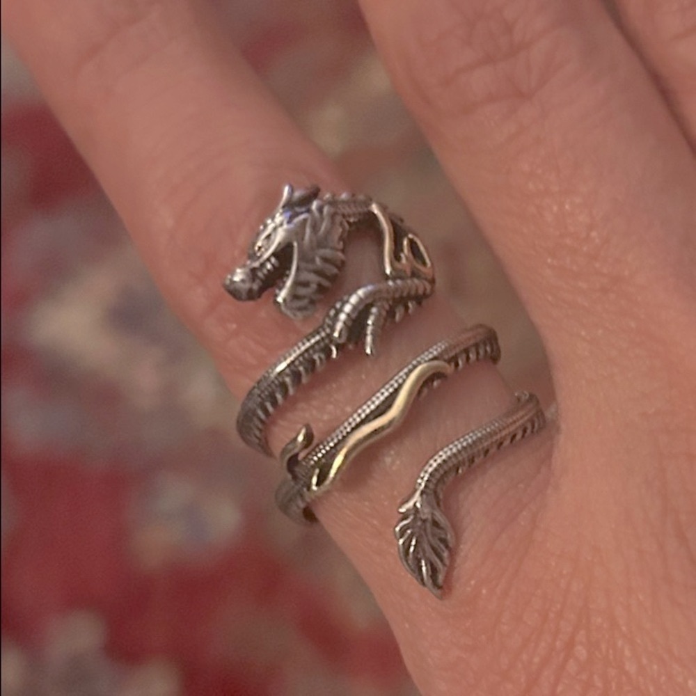 Dragon Wrap Ring in Silver and Gold
